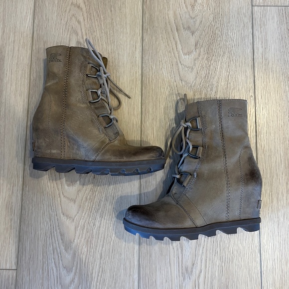 Sorel Joan Of Arc Wedge II Waterproof leather uppers Boots Ash Brown - Picture 6 of 7